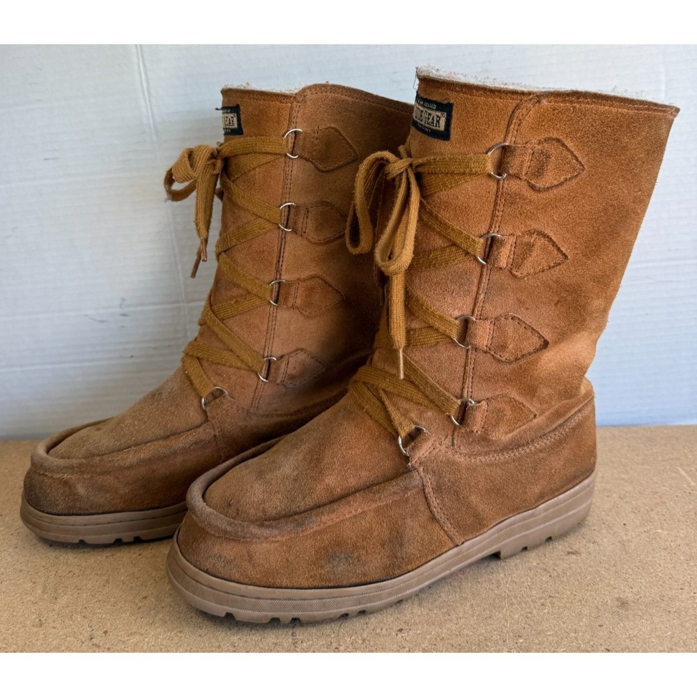 Women's Guide Gear Leather Moccasins‎ Tall Suede Boho Lace Up Boots US Sz 7